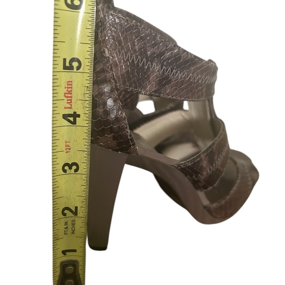 MICHAEL Michael Kors Front Zip Brown Reptile Strappy Leather Heeled Sandals, 7 - Picture 9 of 10